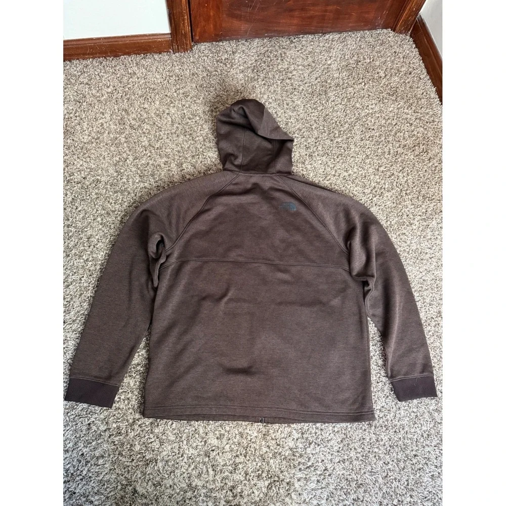 The North Face Mens XL Full Zip Hoodie Brown Heather Fleece Lined Jacket XL/TG